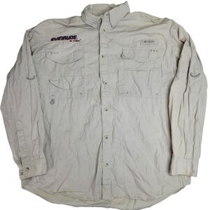 Columbia‎ PFG Evinrude E-TEC Fishing Shirt Long Sleeve Tan Men's XL